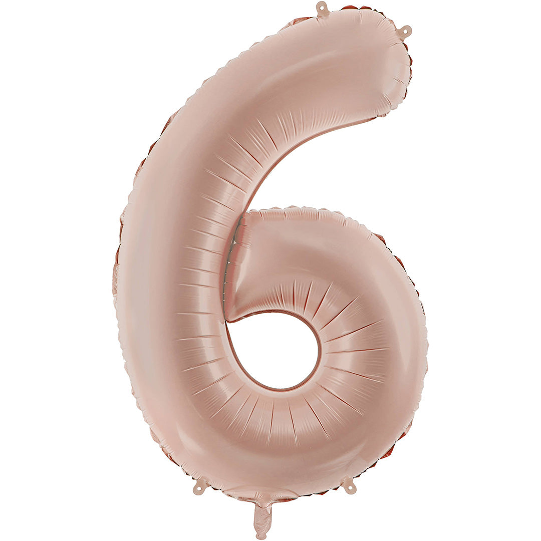 Partydeco donker beige cijferballon in de vorm van het cijfer 6.
