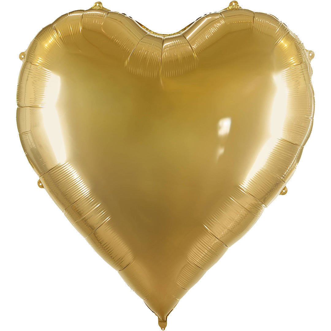 Partydeco gouden folieballon in hartvorm.