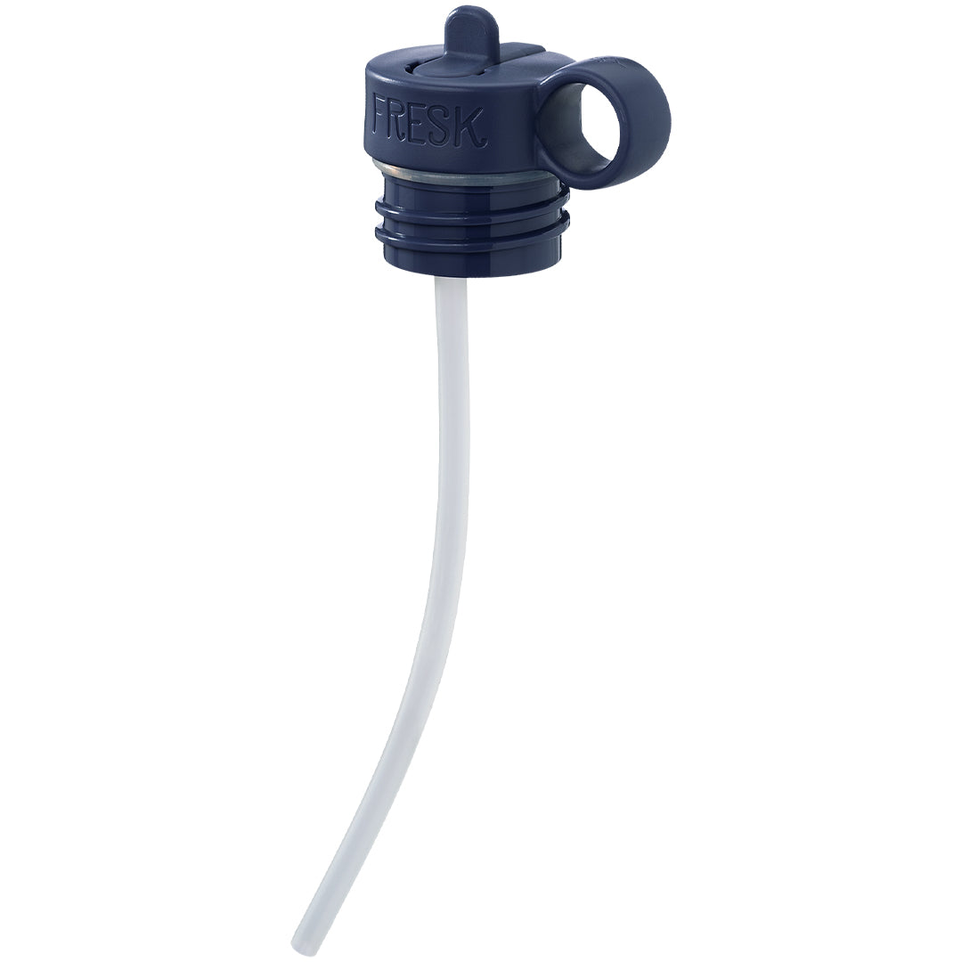 Fresk marineblauwe dop met rietje voor thermosfles.