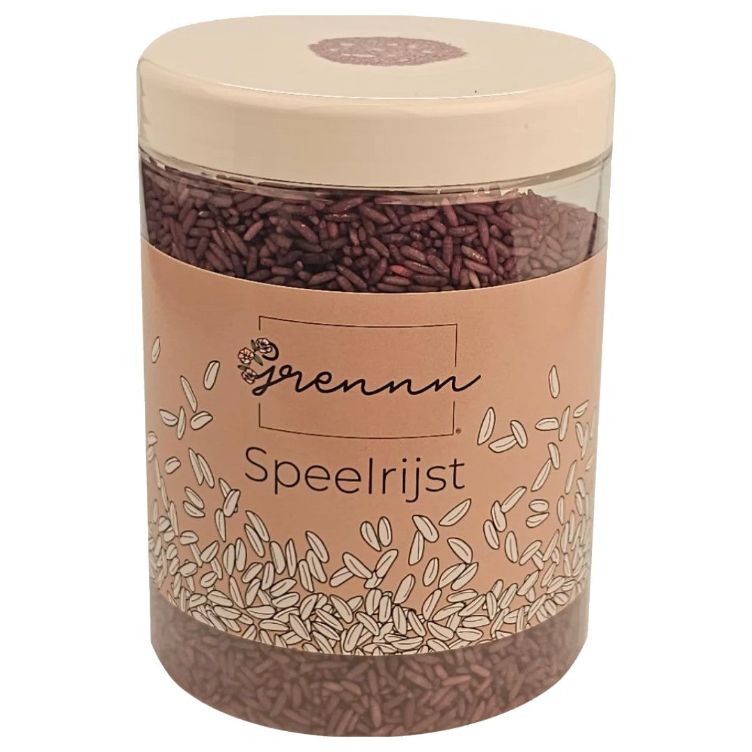 Verpakking van Grennn paarse speelrijst.