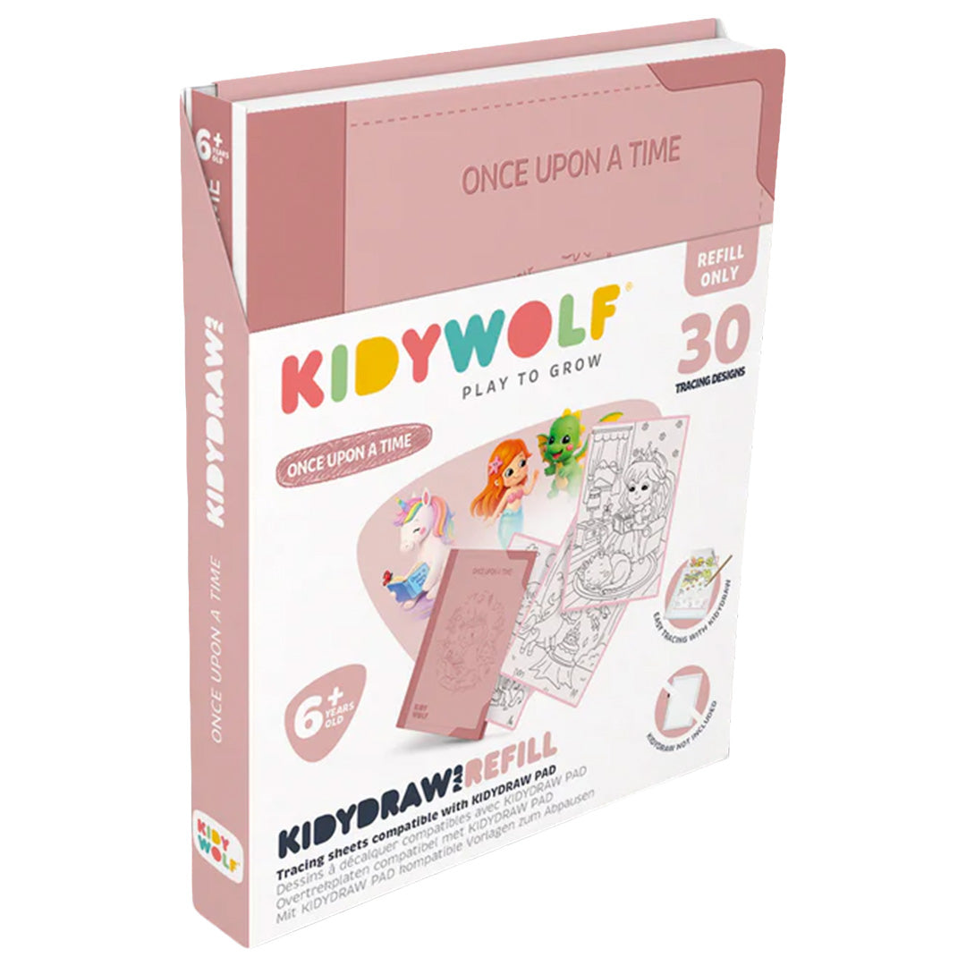 De verpakking van de Kidywolf extra tekenkaarten met fantasiefiguren.