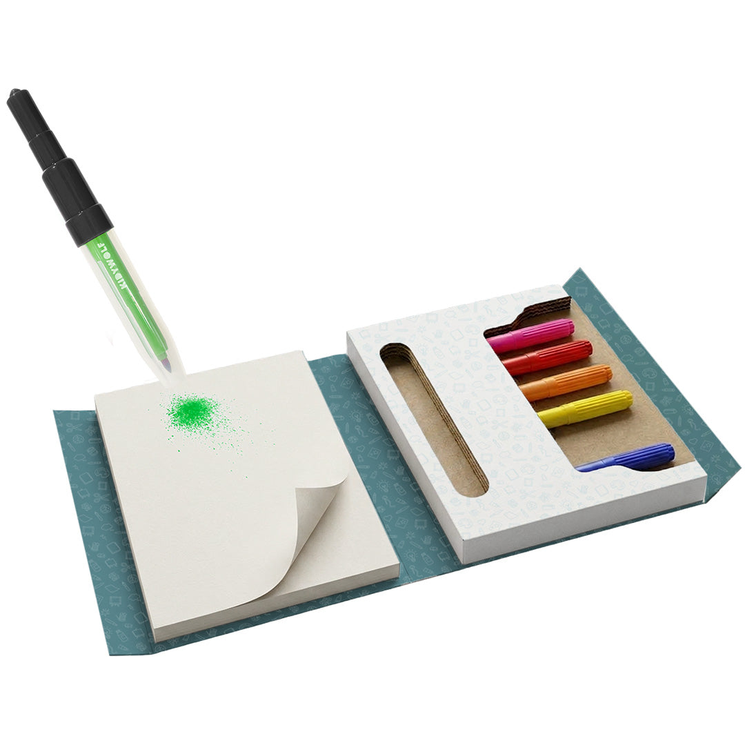 kidywolf coffret de dessin kidydraw kit - feutres souffleurs