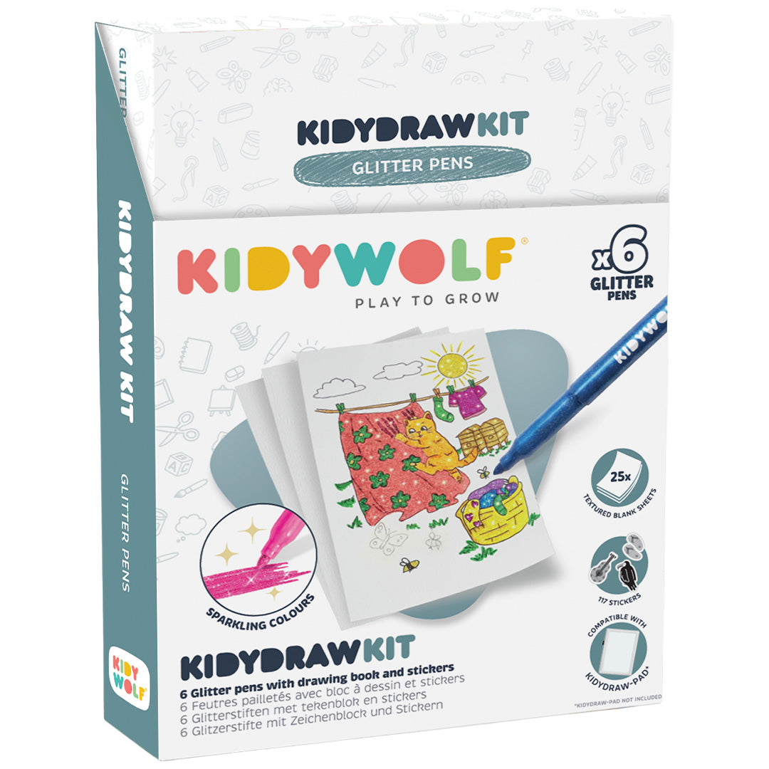 kidywolf coffret de dessin kidydraw kit - paillettes