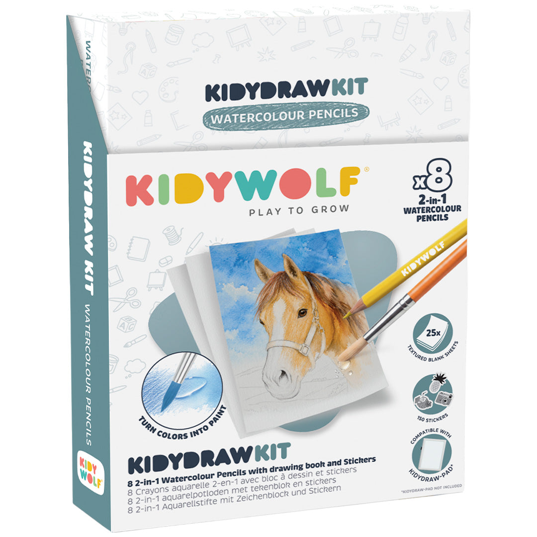 kidywolf coffret de dessin kidydraw kit - aquarelle