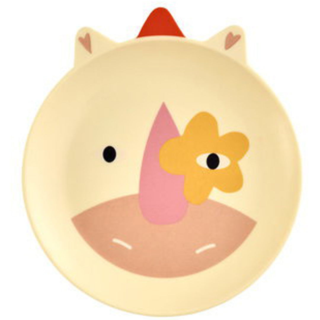 rice kinderbord met eenhoorngezicht.