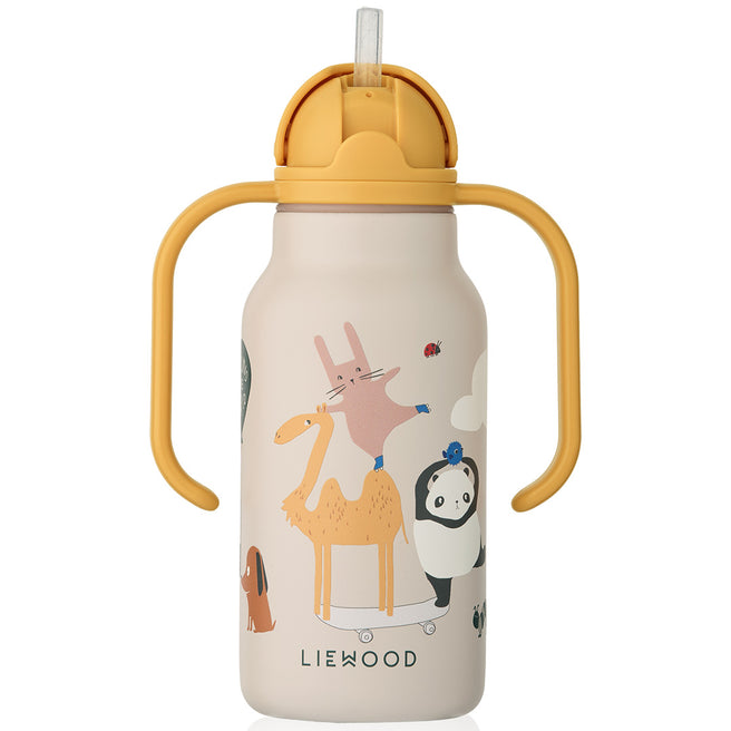 LW19618-2623 | liewood rvs thermosfles kimmie - around the world - sandy - 250 ml | 1
