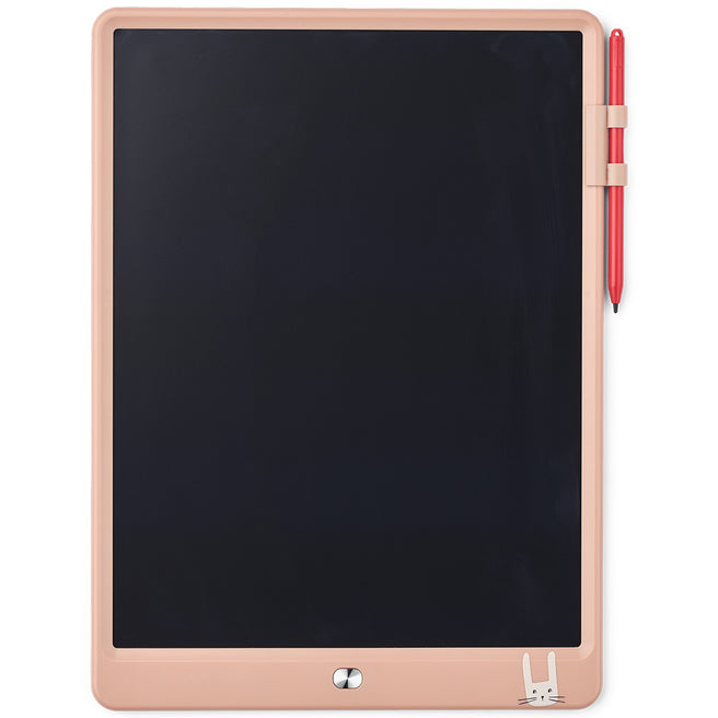 Liewood tekentablet Zora in beige met zwart scherm, rode stylus en konijnenillustratie.