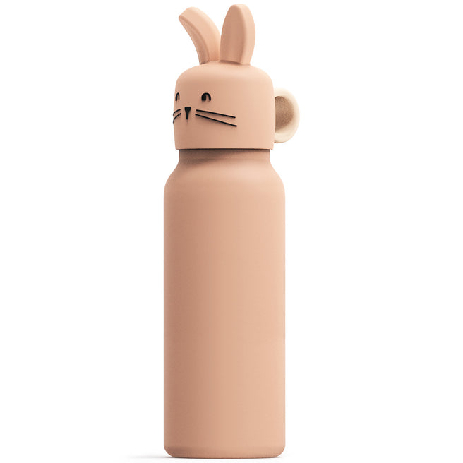 Liewood roze thermosfles met een konijnenkop als dop.
