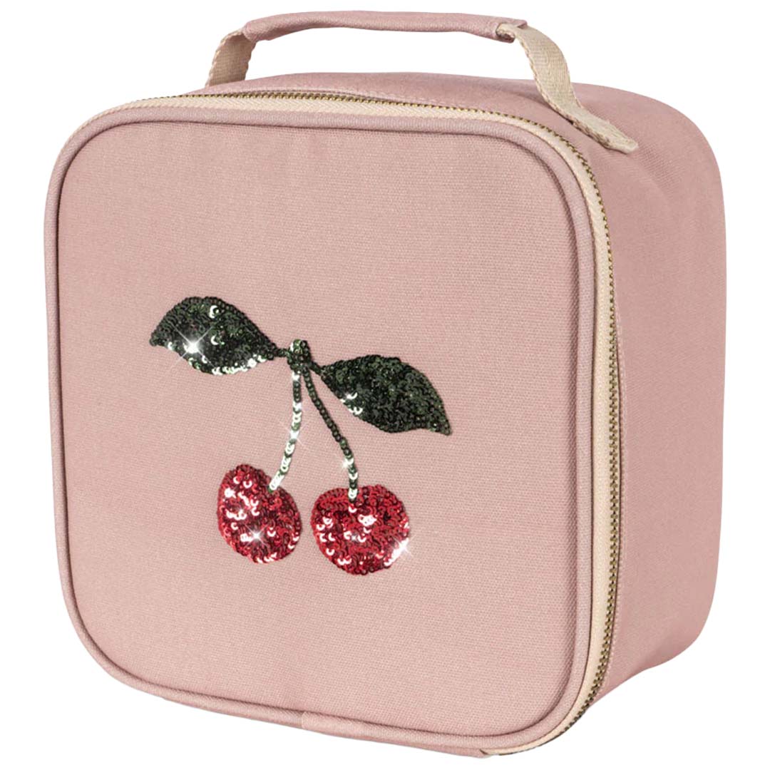 Konges Sløjd roze koeltas met kersen van pailletten.