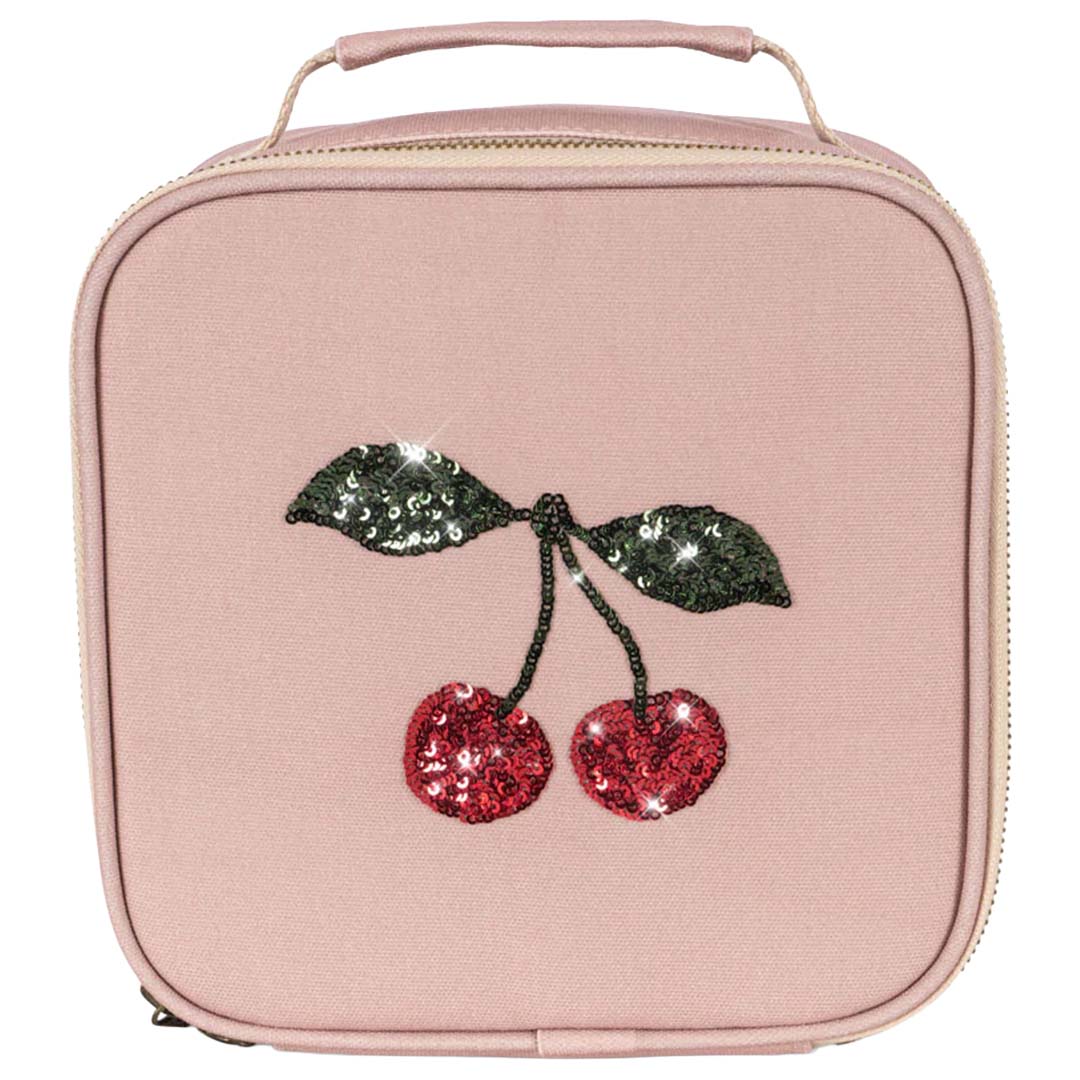 Konges Sløjd roze koeltas met kersen van pailletten.