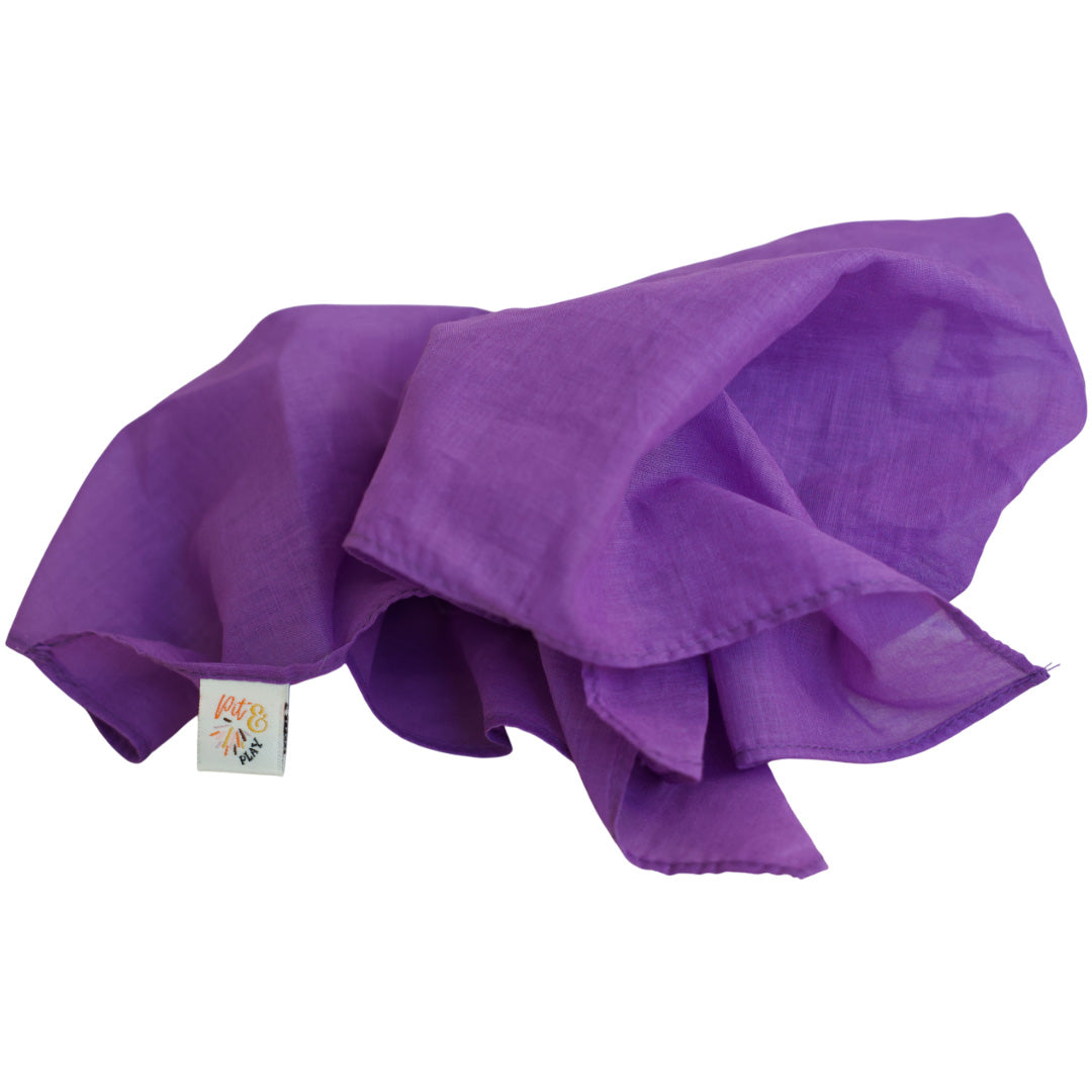 pit and play paarse speeldoek van katoen, opgevouwen.
