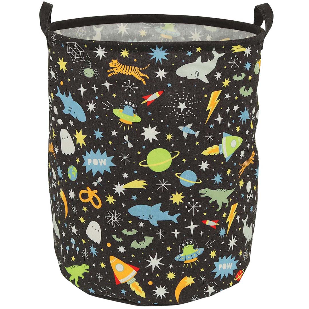 A Little Lovely Company opbergmand met galaxy print op een witte achtergrond.