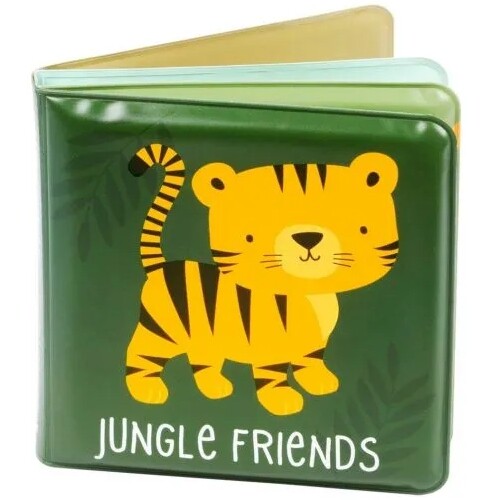 Een a little lovely company badboekje met een illustratie van een tijger en de tekst 'Jungle Friends'.