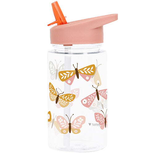 A little lovely company kinder drinkfles met roze deksel en vlinderprint.