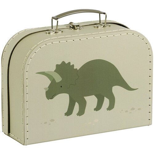 De kleine a little lovely company kinderkoffer met een grote Triceratops op de voorkant.