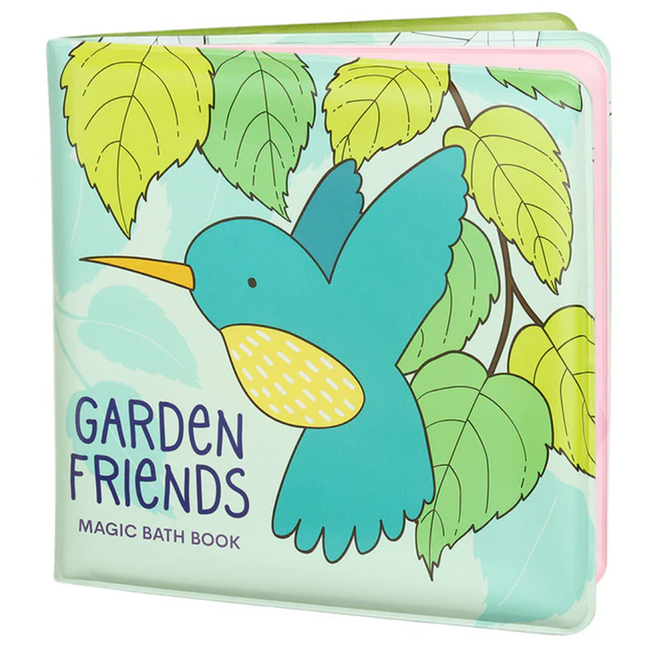 A little lovely company magisch badboekje 'Garden Friends' met een blauwe vogel en bladeren op de voorkant.