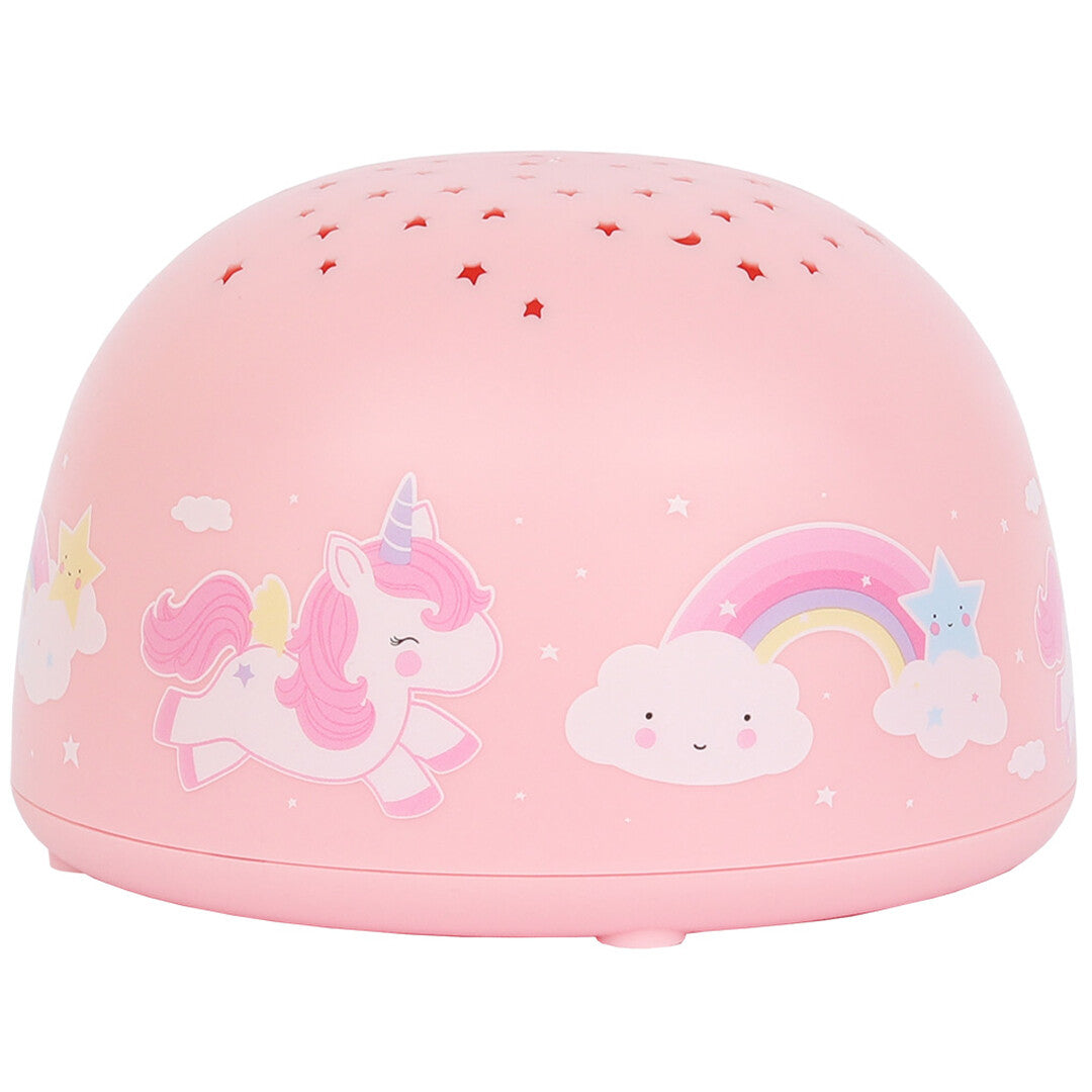 Roze a little lovely company nachtlamp en sterprojector met eenhoorn, regenboog en sterren.