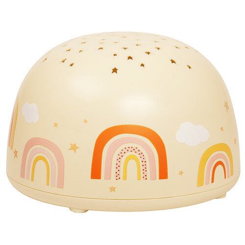 A little lovely company beige nachtlamp en sterprojector met regenboog- en sterpatronen.