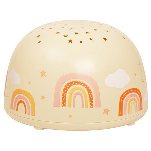 A little lovely company beige nachtlamp en sterprojector met regenboog- en sterpatronen.
