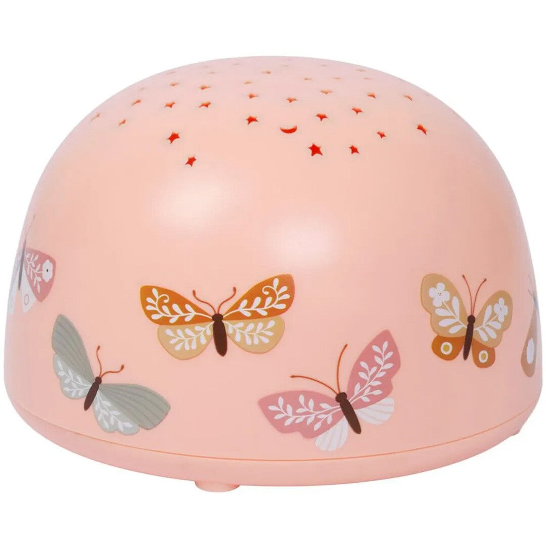 A little lovely company roze nachtlamp en sterprojector met vlinders en sterren.
