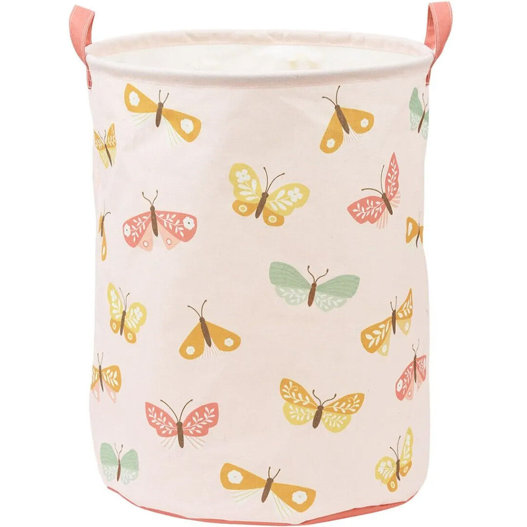 A little lovely company roze opbergmand met vlinderpatroon.