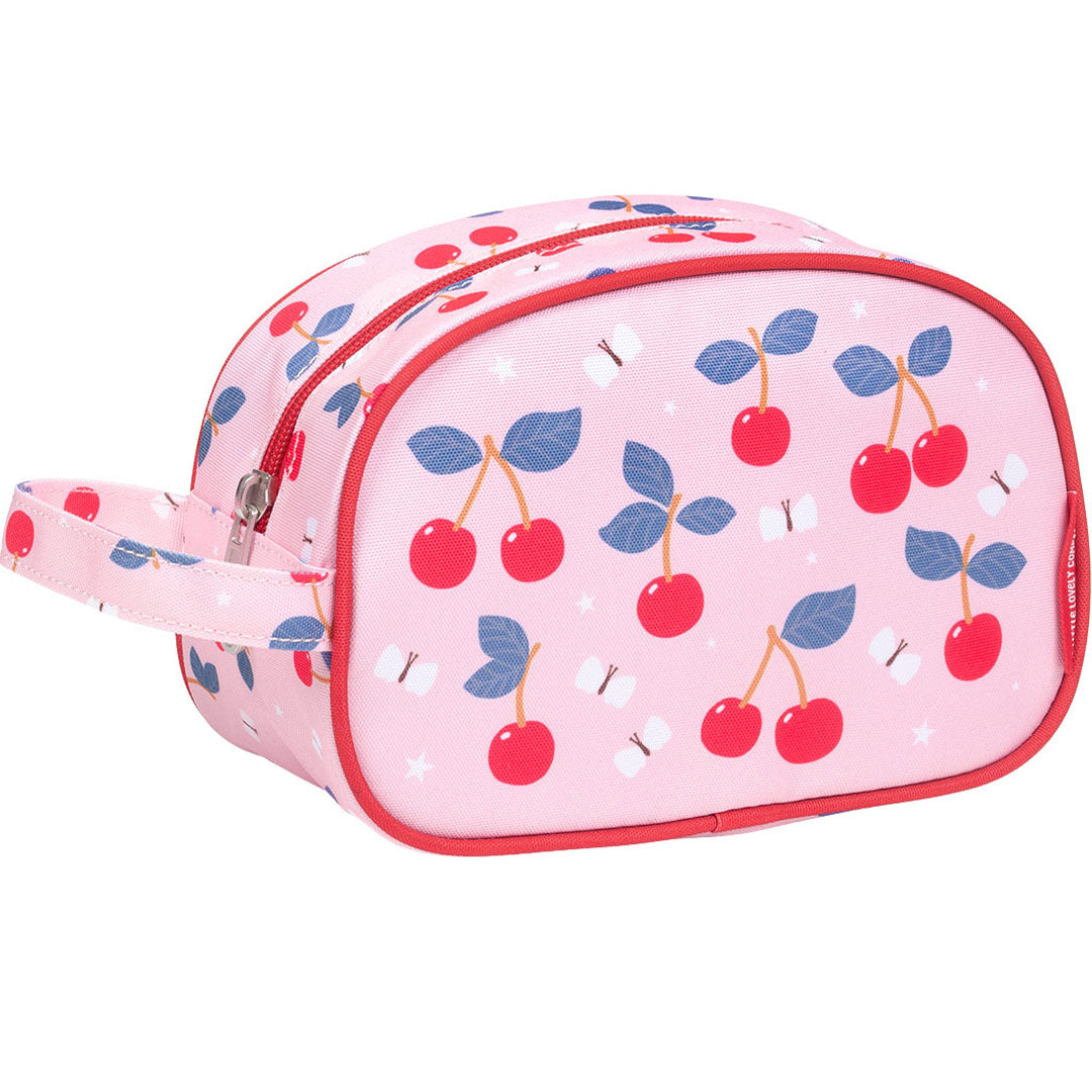 a little lovely company roze toilettas met kersenpatroon en handvat.