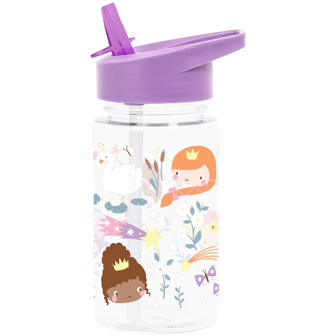 a little lovely company kinder drinkfles met paarse rietjesdop en prinsessenprint.