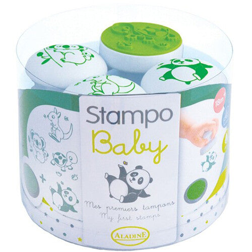 Aladine Stampo Baby stempels met dierenpatronen in de transparante verpakking.