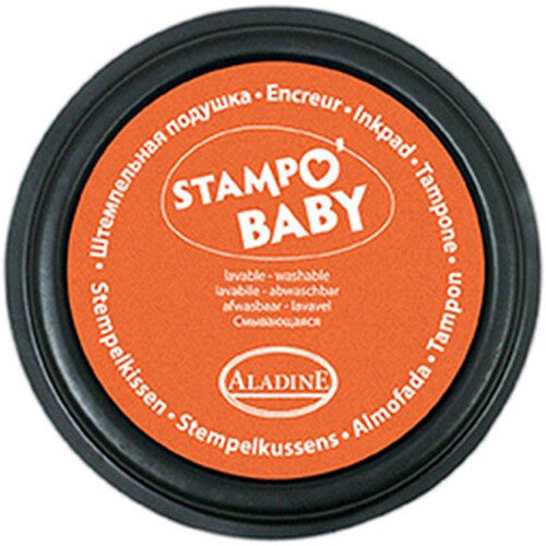 Rond Aladine Stampo Baby stempelkussen met afwasbare oranje inkt.