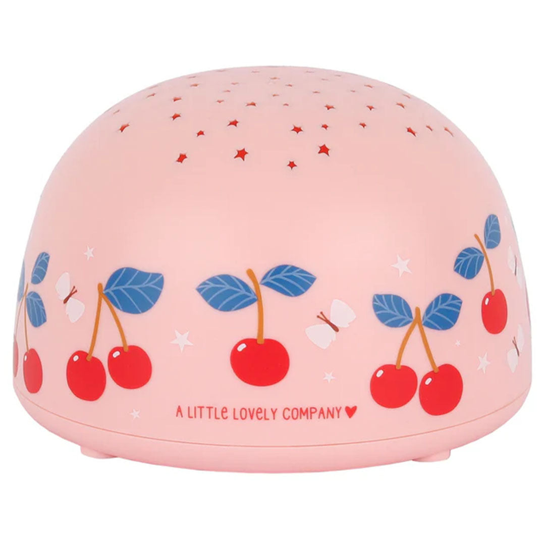 A Little Lovely Company roze nachtlamp en sterprojector met kersenpatroon.
