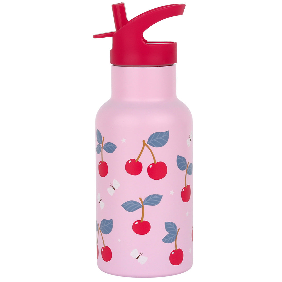 A little lovely company roze kinderdrinkfles met kersenpatroon.