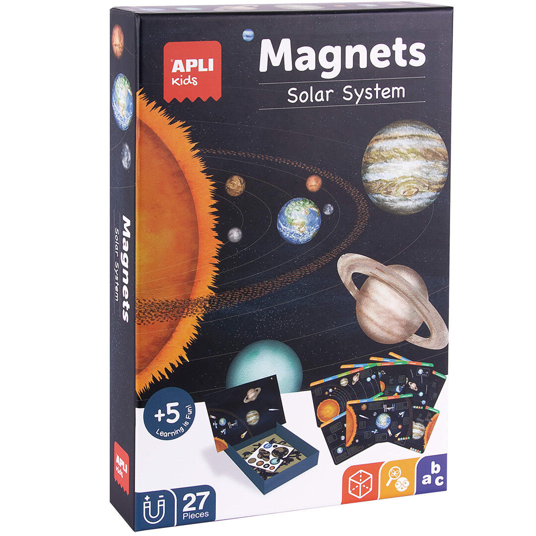 Apli Kids magneetspel zonnestelsel verpakking met illustraties van planeten en de zon.