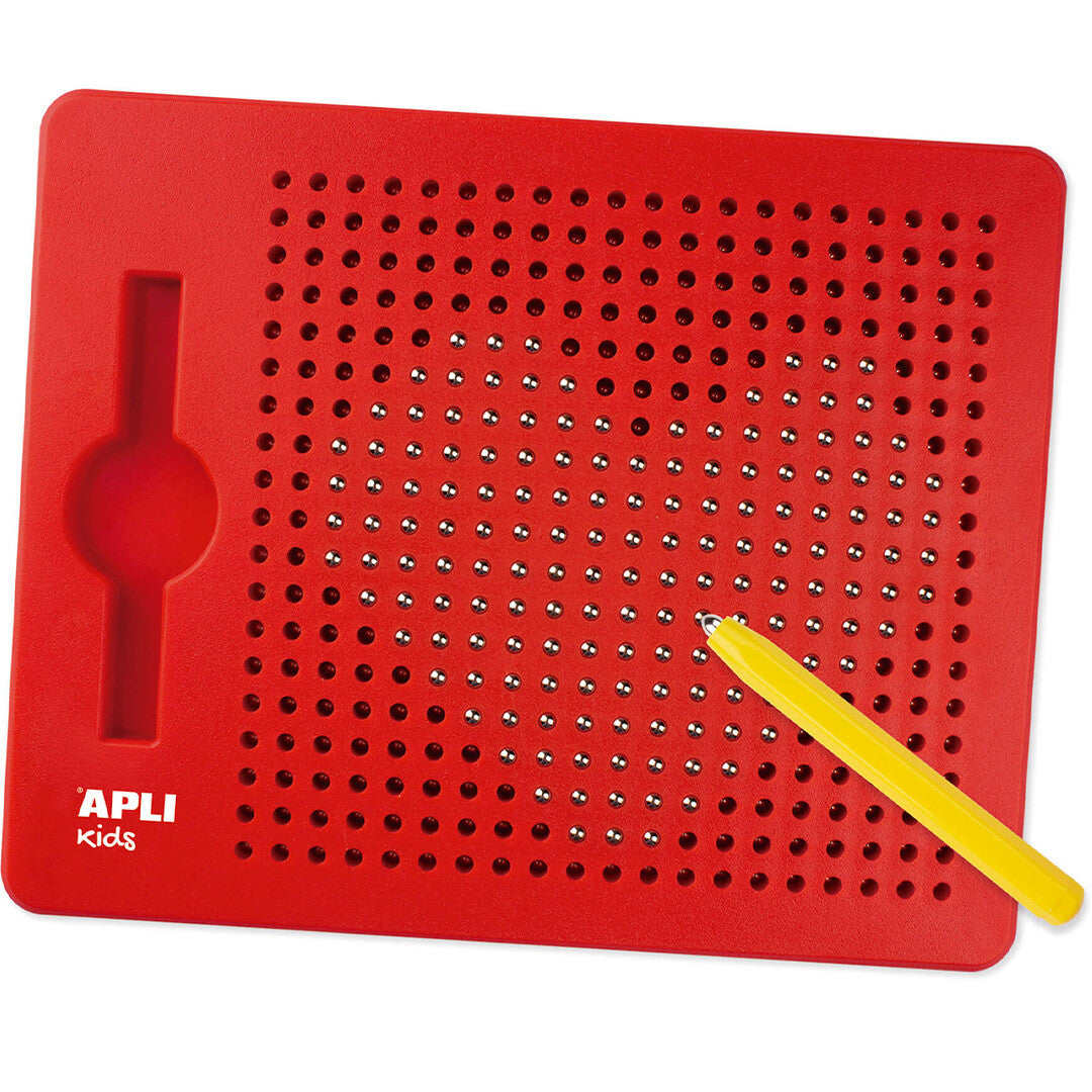 APLI Kids magnetisch tekenbord in rood met een gele stylus.