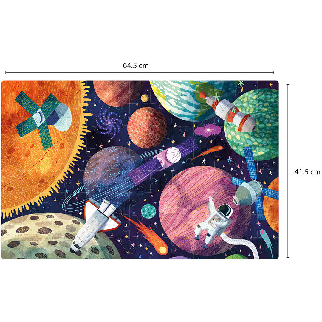 De complete APLI Kids glow in the dark ruimte legpuzzel met planeten, raketten en astronauten.