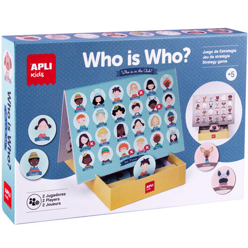 APLI Kids Who is Who? raadspel bordspel verpakking met figuren en dieren.