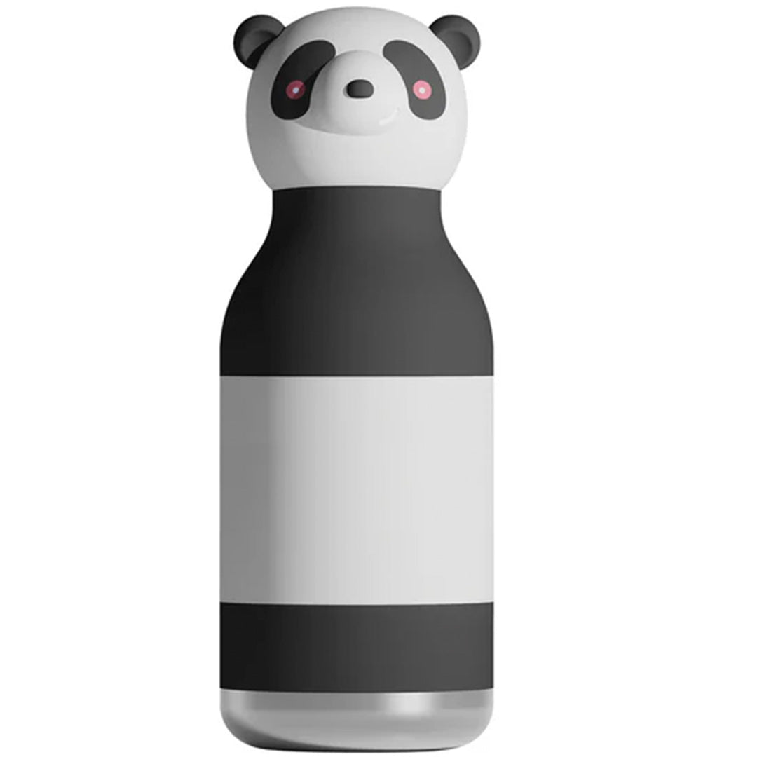 Asobu rvs drinkfles met panda-thema op een witte achtergrond.