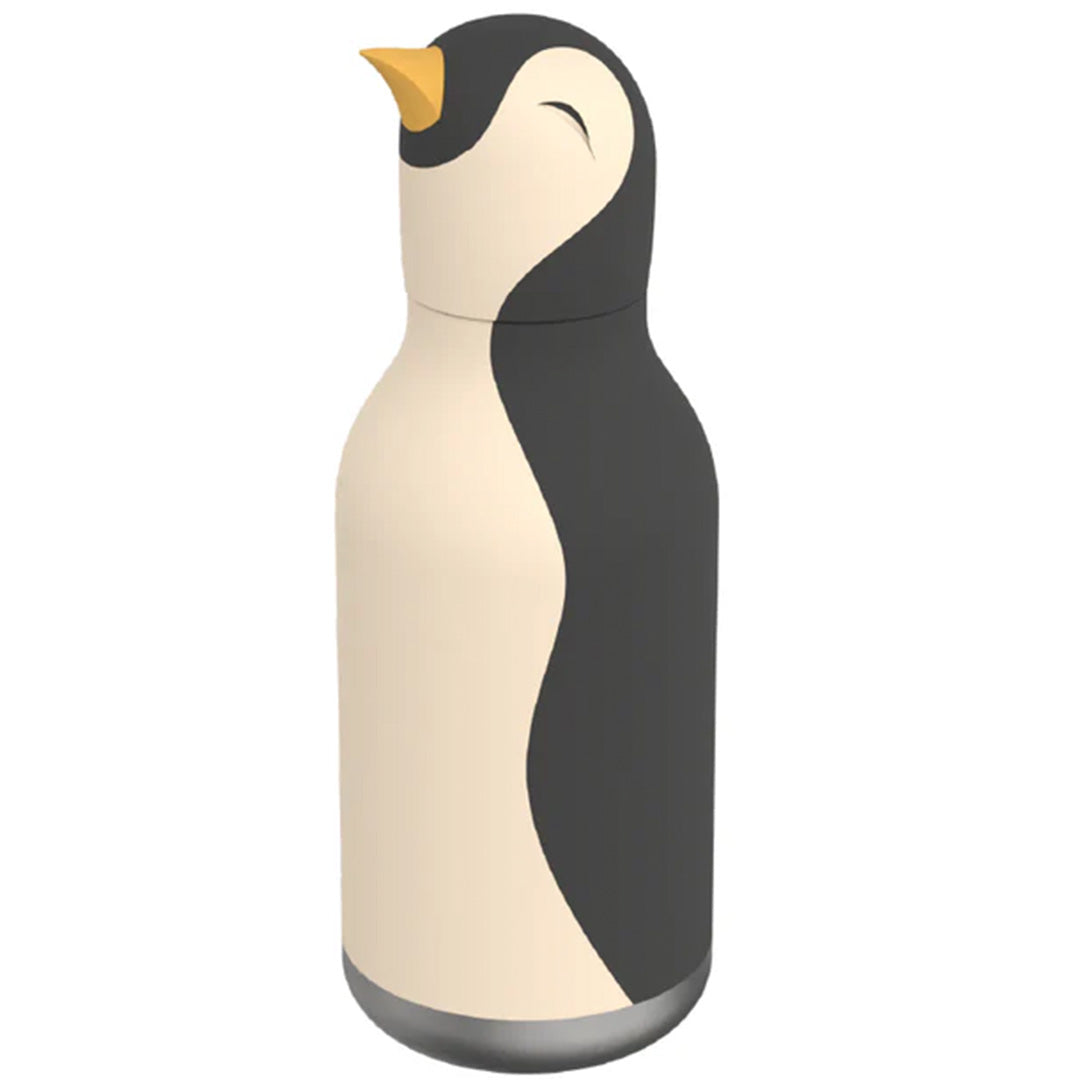 Een asobu rvs drinkfles in de vorm van een pinguïn.