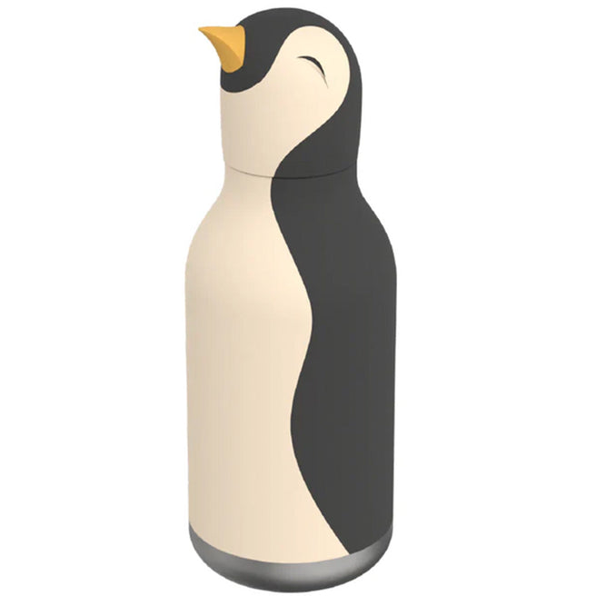 Een asobu rvs drinkfles in de vorm van een pinguïn.