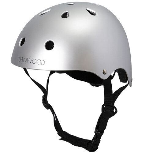 Banwood zilveren klassieke kinderhelm.