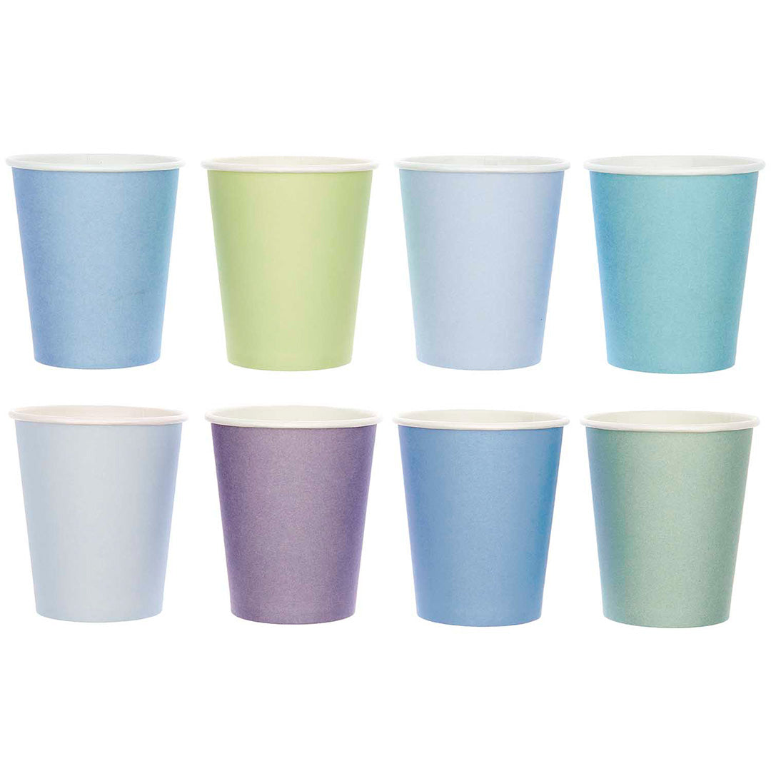 Rico Design set van acht papieren bekers in diverse pastelkleuren, passend bij het oceaan thema.