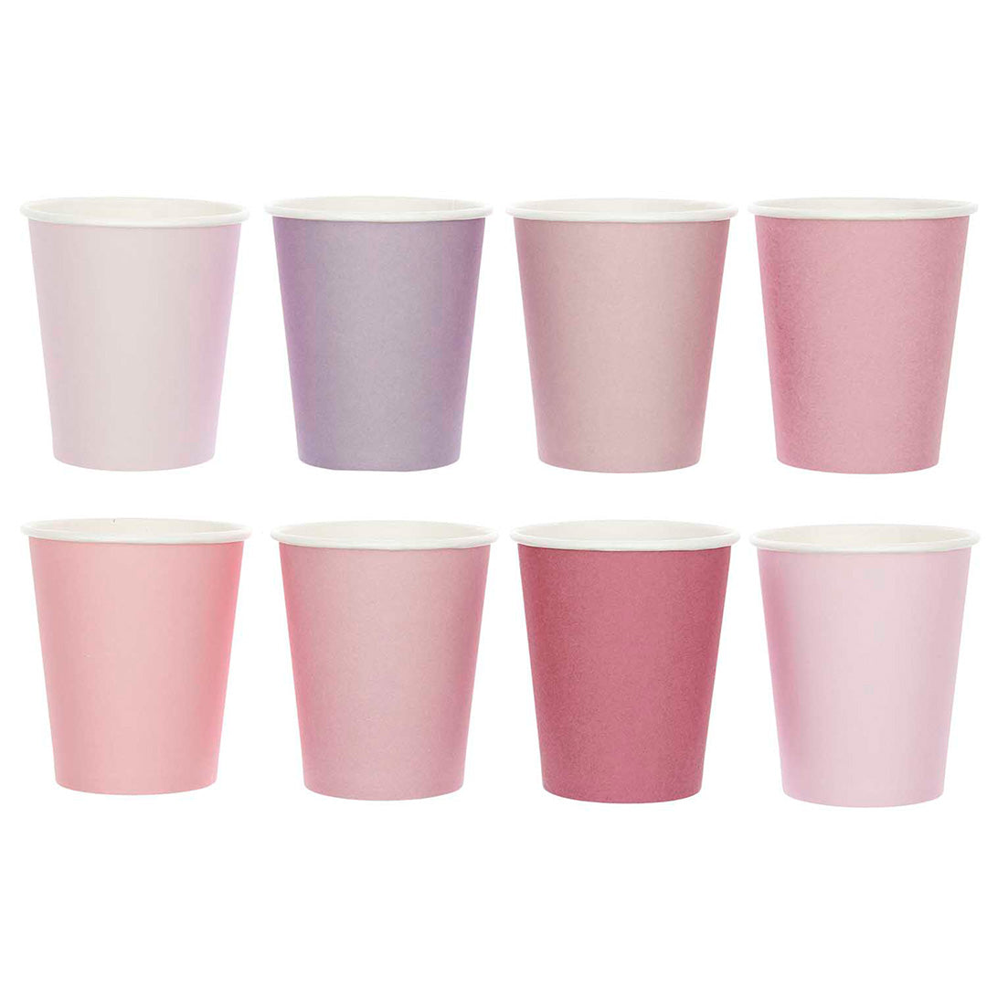 Rico Design papieren bekers in verschillende roze en paarse tinten.