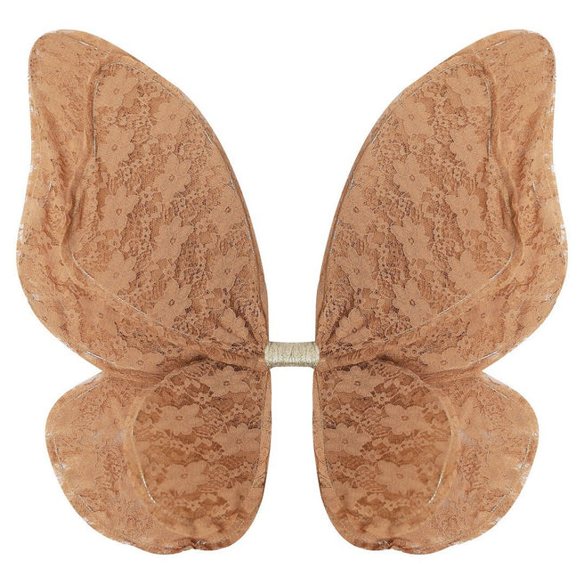 Billy Loves Audrey beige kanten vlindervleugels voor kinderen, liggend op een witte achtergrond.