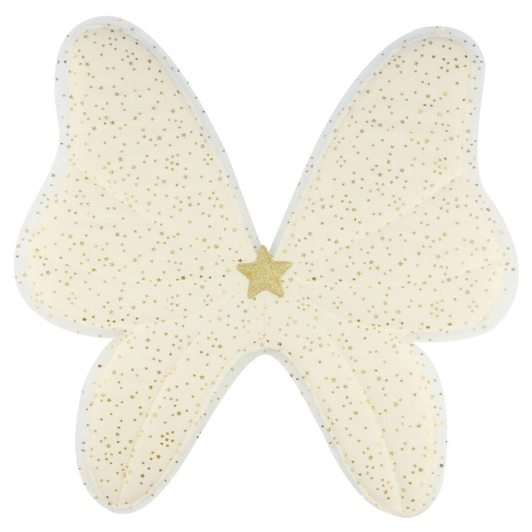 Billy loves Audrey beige vleugels met gouden sterren en een gouden ster in het midden.