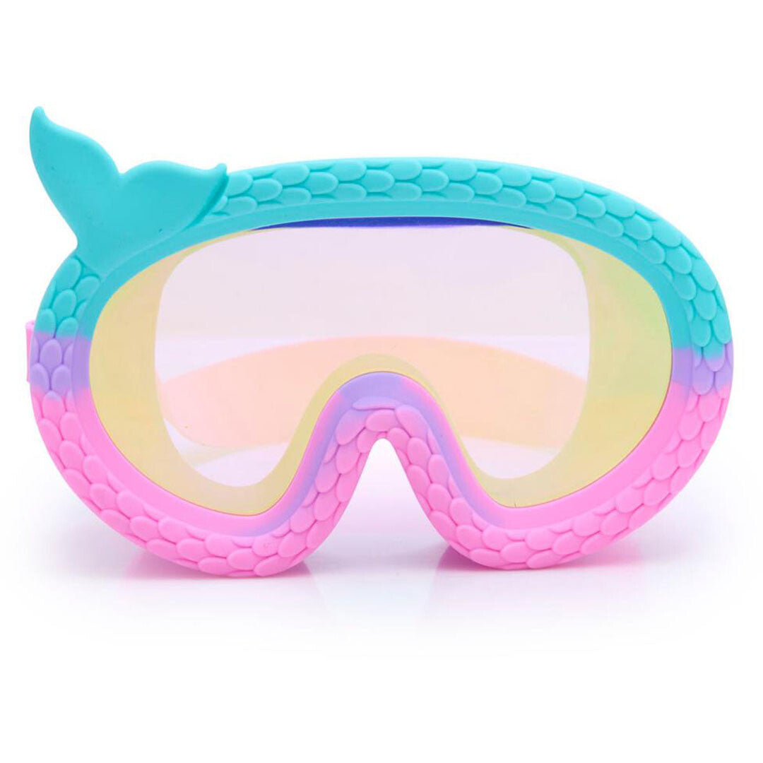 Bling2o zeemeermin duikbril in roze, paars en turquoise met schubbenpatroon en staartvin.