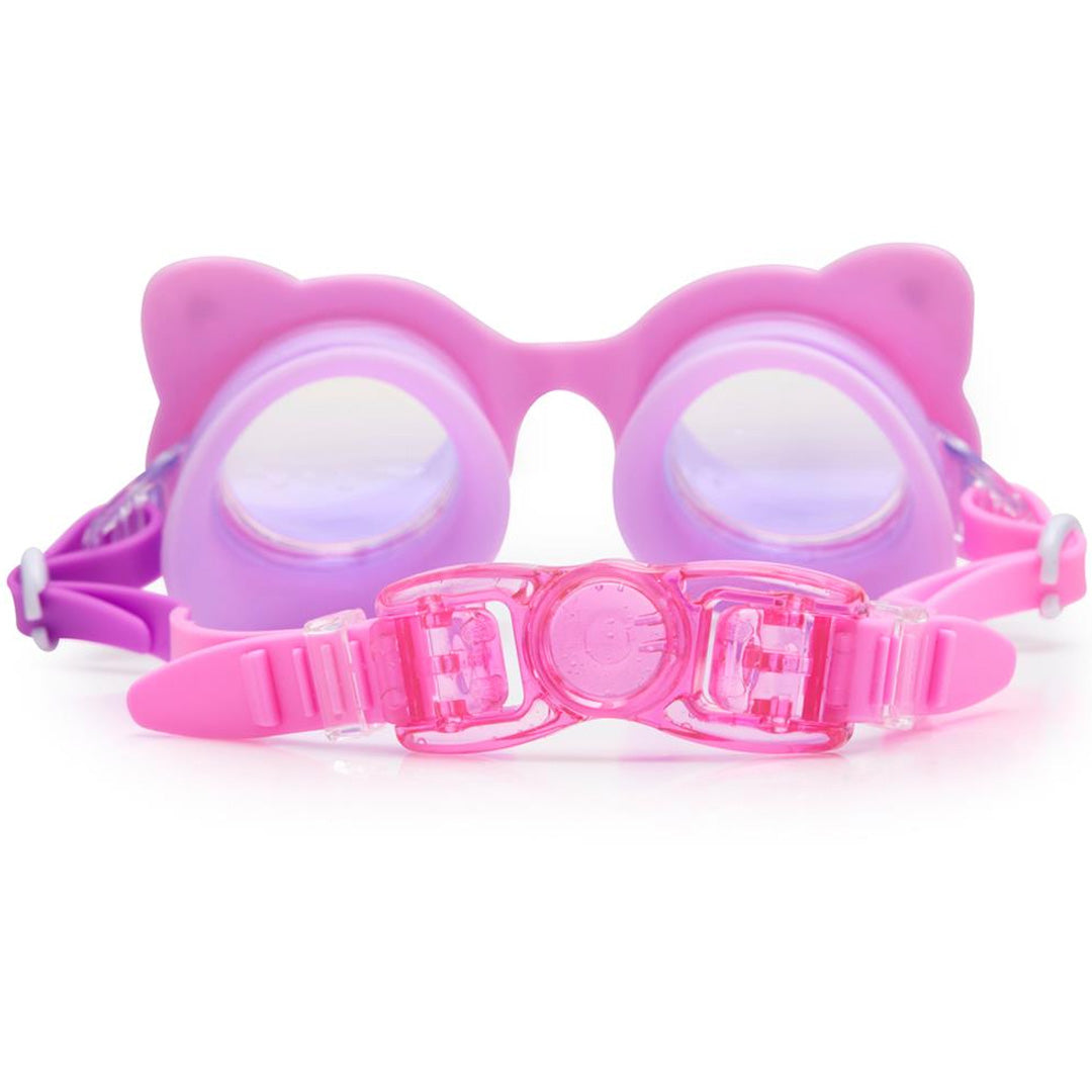 Achteraanzicht van een roze bling2o zwembril voor kinderen met verstelbare band en sluiting.