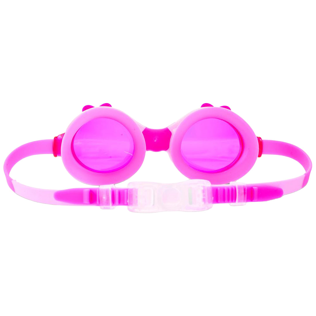 Achteraanzicht van de bling2o roze kinderzwembril met verstelbare band.