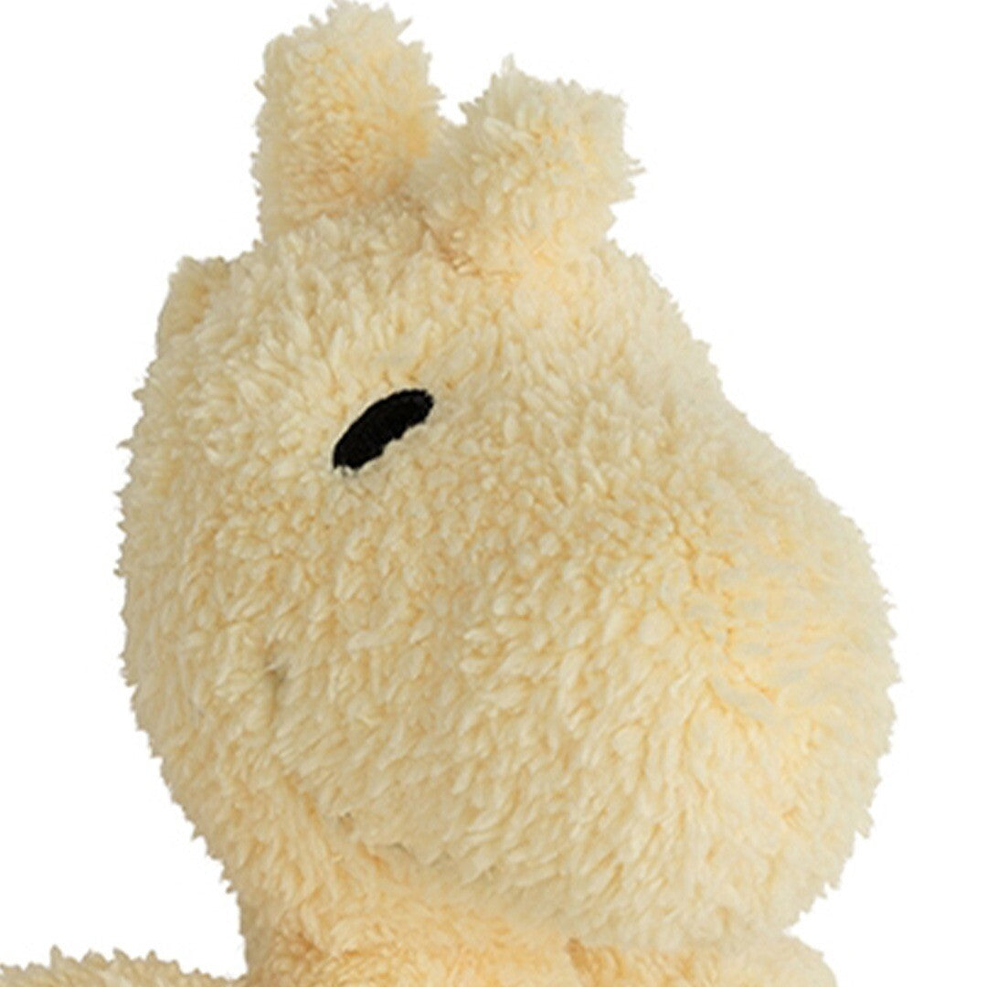 Detailfoto van de kop van het Bon Ton Toys pluchen babyspeelgoed van Woodstock.