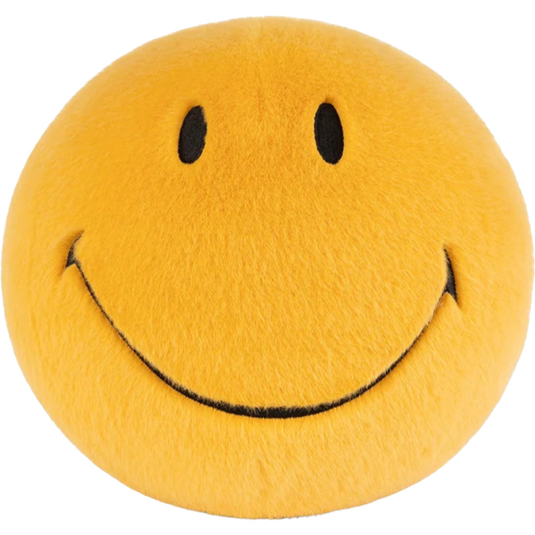bon ton toys gele pluchen knuffelbal met smiley gezicht.