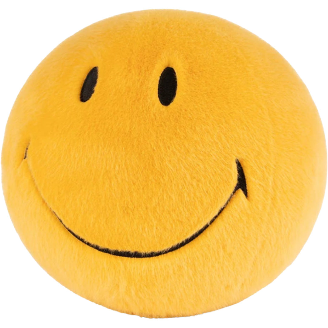 bon ton toys gele pluchen knuffelbal met smiley gezicht.