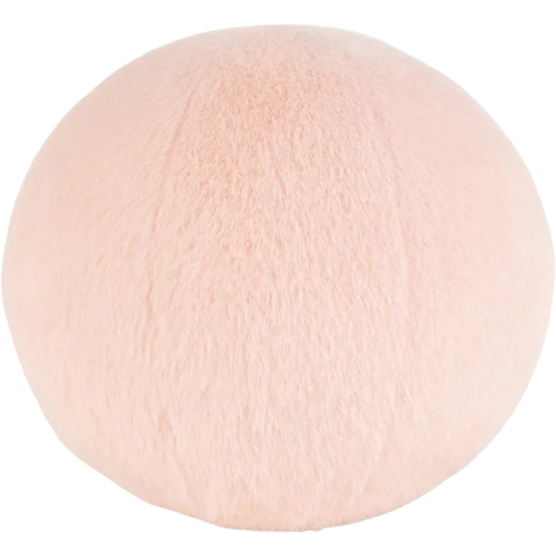 De achterkant van een bon ton toys roze pluchen knuffelbal.